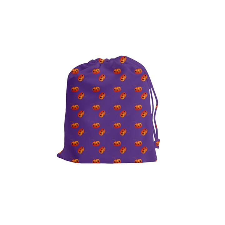 Kawaii Pumpkin Purple Drawstring Pouch (Small)