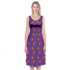 Kawaii Pumpkin Purple Midi Sleeveless Dress by snowwhitegirl