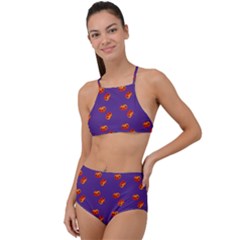 Kawaii Pumpkin Purple High Waist Tankini Set