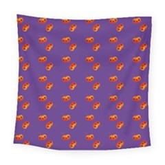 Kawaii Pumpkin Purple Square Tapestry (large)