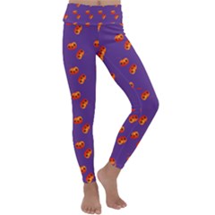 Kawaii Pumpkin Purple Kids  Lightweight Velour Classic Yoga Leggings