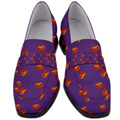 Kawaii Pumpkin Purple Women s Chunky Heel Loafers