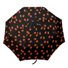 Kawaii Pumpkin Black Folding Umbrellas by snowwhitegirl