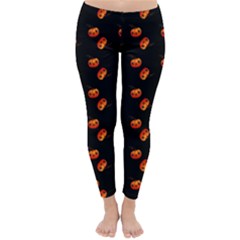 Kawaii Pumpkin Black Classic Winter Leggings by snowwhitegirl