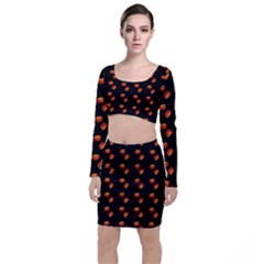 Kawaii Pumpkin Black Top And Skirt Sets by snowwhitegirl