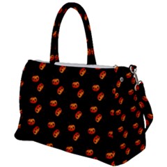 Kawaii Pumpkin Black Duffel Travel Bag by snowwhitegirl