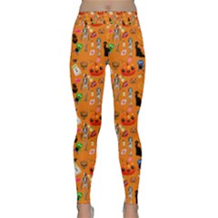 Halloween Treats Pattern Orange Classic Yoga Leggings by snowwhitegirl