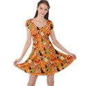 Halloween Treats Pattern Orange Cap Sleeve Dress View1