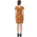 Halloween Treats Pattern Orange Short Sleeve Skater Dress View2