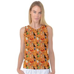 Halloween Treats Pattern Orange Women s Basketball Tank Top by snowwhitegirl