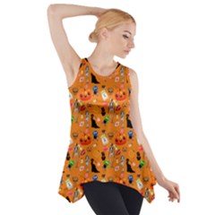 Halloween Treats Pattern Orange Side Drop Tank Tunic by snowwhitegirl