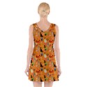 Halloween Treats Pattern Orange V-Neck Sleeveless Dress View2