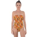 Halloween Treats Pattern Orange Tie Back One Piece Swimsuit View1