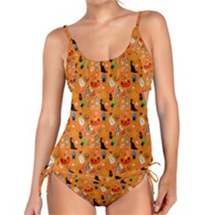 Halloween Treats Pattern Orange Tankini Set by snowwhitegirl