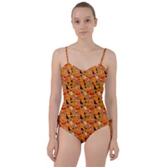 Halloween Treats Pattern Orange Sweetheart Tankini Set by snowwhitegirl