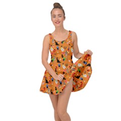 Halloween Treats Pattern Orange Inside Out Casual Dress by snowwhitegirl