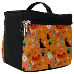 Halloween Treats Pattern Orange Make Up Travel Bag (big)