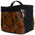 Halloween Treats Pattern Orange Make Up Travel Bag (Big) View2