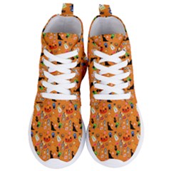 Halloween Treats Pattern Orange Women s Lightweight High Top Sneakers by snowwhitegirl