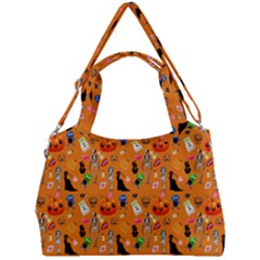 Halloween Treats Pattern Orange Double Compartment Shoulder Bag