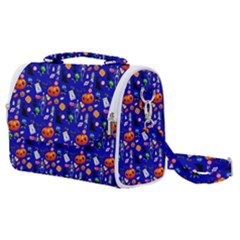 Halloween Treats Pattern Blue Satchel Shoulder Bag by snowwhitegirl