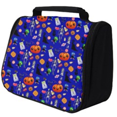 Halloween Treats Pattern Blue Full Print Travel Pouch (big)