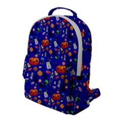 Halloween Treats Pattern Blue Flap Pocket Backpack (large) by snowwhitegirl