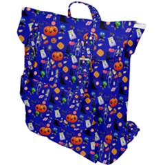 Halloween Treats Pattern Blue Buckle Up Backpack by snowwhitegirl