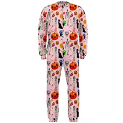 Halloween Treats Pattern Pink Onepiece Jumpsuit (men)  by snowwhitegirl