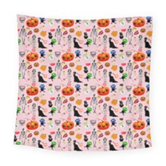 Halloween Treats Pattern Pink Square Tapestry (large) by snowwhitegirl