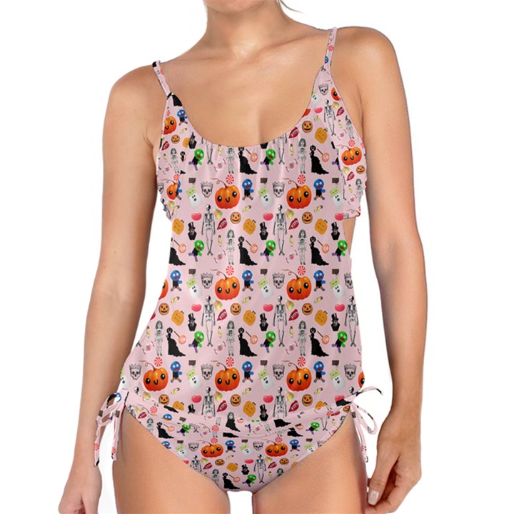 Halloween Treats Pattern Pink Tankini Set