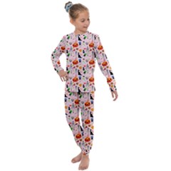 Halloween Treats Pattern Pink Kids  Long Sleeve Set  by snowwhitegirl