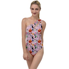 Halloween Treats Pattern Pink To One Side Swimsuit by snowwhitegirl