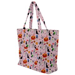 Halloween Treats Pattern Pink Zip Up Canvas Bag by snowwhitegirl