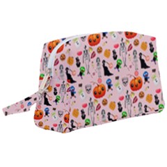 Halloween Treats Pattern Pink Wristlet Pouch Bag (large) by snowwhitegirl