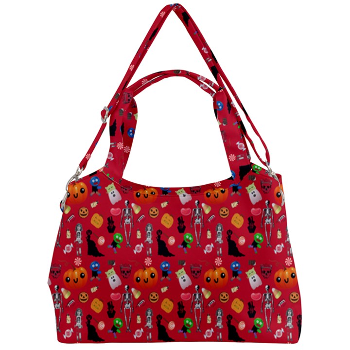 Halloween Treats Pattern Red Double Compartment Shoulder Bag