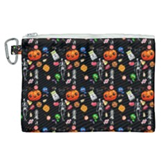 Halloween Treats Pattern Black Canvas Cosmetic Bag (xl) by snowwhitegirl