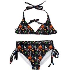 Halloween Treats Pattern Black Kids  Classic Bikini Set by snowwhitegirl