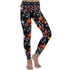 Halloween Treats Pattern Black Kids  Lightweight Velour Classic Yoga Leggings