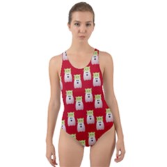 Ghost Pet Red Cut-out Back One Piece Swimsuit by snowwhitegirl