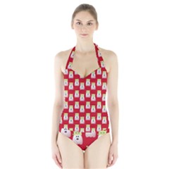 Ghost Pet Red Halter Swimsuit by snowwhitegirl