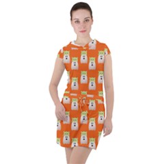 Ghost Pet Orange Drawstring Hooded Dress