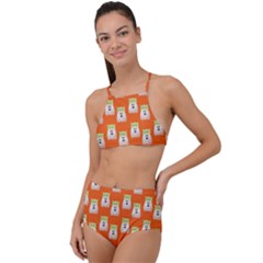 Ghost Pet Orange High Waist Tankini Set by snowwhitegirl