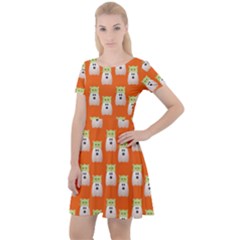 Ghost Pet Orange Cap Sleeve Velour Dress 