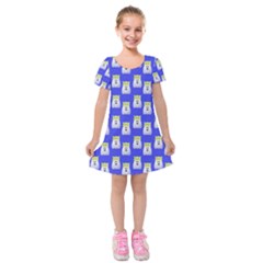 Ghost Pet Blue Kids  Short Sleeve Velvet Dress by snowwhitegirl