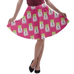 Ghost Pet Pink A-line Skater Skirt by snowwhitegirl