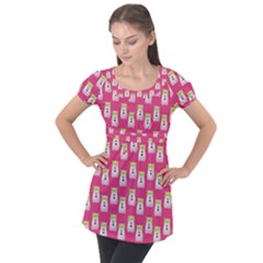 Ghost Pet Pink Puff Sleeve Tunic Top by snowwhitegirl