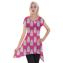 Ghost Pet Pink Short Sleeve Side Drop Tunic by snowwhitegirl