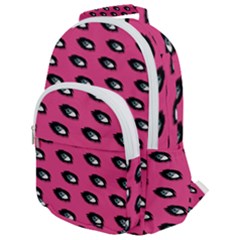 Eyes Dark Pink Rounded Multi Pocket Backpack