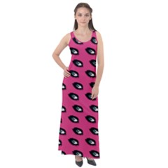 Eyes Dark Pink Sleeveless Velour Maxi Dress